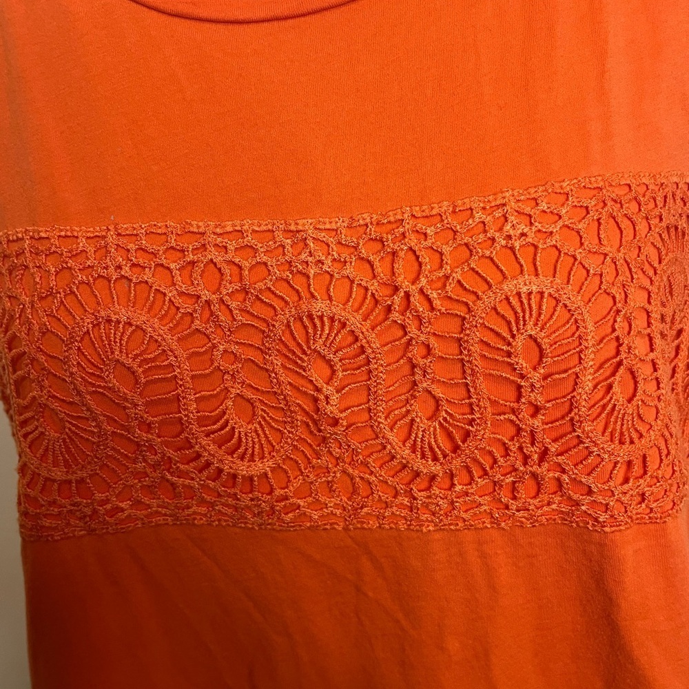 J Crew Orange Tank with Crochet Stripes size M - Picture 4 of 6